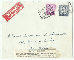 Lettre Exprès Affr; Baudouin Lunettes (marchand) à 11Fr. Obl. Télégraphique HANNUT Du 2-VII-1960 Vers La Panne  + Etique - 1953-1972 Brillen