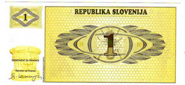 * SLOVENIJA SLOVENIA SLOVENIE SLOWENIEN 1 Tolar 1990 Pick 1a UNC - Slovénie