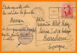 Aa2942 - BELGIUM - POSTAL HISTORY - 1920 Olympic Postmark To SPAIN: Franquicia - Verano 1920: Amberes (Anvers)