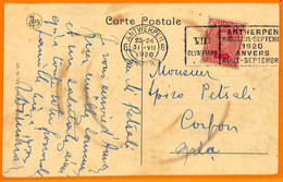 Aa2943 - BELGIUM - POSTAL HISTORY - 1920 Olympic Postmark On POSTCARD To GREECE - Ete 1920: Anvers