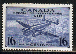 Canada 1942 Single 16c Stamp Issued To For Air Special Delivery In Mounted Mint - Exprès