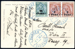 Cover 1914, Ansichtskarte Von Durres Am 5.5. Nach Wien (Österreich) Frankiert Durch Skanderberg Mit Aufdruck Der Türkisc - Albania