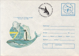 POLAR PHILAELIC EXHIBITION, POLAR BEAR, PENGUIN, WHALE, COVER STATIONERY, ENTIER POSTAL, 1988, ROMANIA - Événements & Commémorations