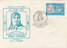 POLAR FLIGHTS, VALERI CHKALOV, PILOT, TUPOLEV ANT-25 1937 POLAR FLIGHT, SPECIAL COVER, 1988, ROMANIA - Voli Polari