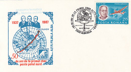 POLAR FLIGHTS, MOSCOW-VANCOUVER POLAR FLIGHT, TUPOLEV ANT-25 PLANE, SPECIAL COVER, 1987, ROMANIA - Vuelos Polares