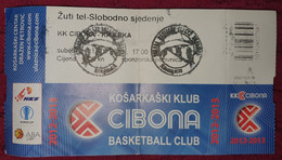 KK CIBONA ZAGREB - KK KRKA, ABA LEAGUE 2012/2013, MATCH TICKET - Apparel, Souvenirs & Other