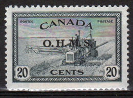 Canada 1949 Single 20c Stamp Overprinted O.H.M.S. In Mounted Mint - Sobrecargados