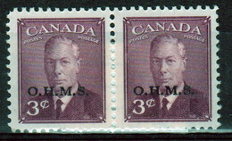 Canada 1949-50 Pair Of 3c Stamps Overprinted O.H.M.S. In Unmounted Mint - Sobrecargados