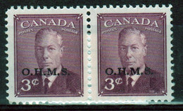 Canada 1949-50 Pair Of 3c Stamps Overprinted O.H.M.S. In Unmounted Mint - Sovraccarichi