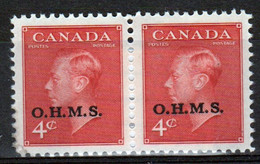 Canada 1949-50 Pair Of 4c Stamps Overprinted O.H.M.S. In Unmounted Mint - Surchargés