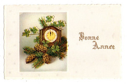 Bonne Année-Nouvel An Mignonnette --Pendule,pommes De Pins,trèfles à 4 Feuilles........ ..à Saisir - Nouvel An