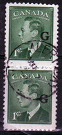 Canada 1950 Pair Of 1c Stamp Overprinted 'G'. In Fine Used - Overprinted