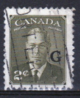 Canada 1950 Single  2c Stamp Overprinted 'G'. In Fine Used - Opdrukken