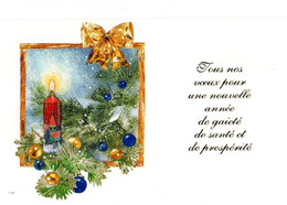 Bonne Année-Nouvel An Mignonnette --illustrateur  ????- Bougie Et Décorations,noeud. ..à Saisir - Nouvel An