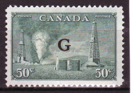 Canada 1950 Single 50c Stamps Overprinted 'G'. In Mounted Mint - Overprinted