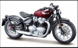 Triumph Bonneville Bobber - Dark Red/Black - BBurago 1:18 - Motorfietsen