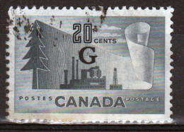 Canada 1952-53 Single 20c Stamps Overprinted 'G'. In Fine Used - Surchargés