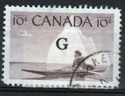 Canada 1955 Single 10c Stamps Overprinted 'G'. In Fine Used - Surchargés