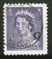 Canada 1955 Single 4c Stamps Overprinted 'G'. In Fine Used - Surchargés