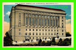 PROVIDENCE, RI - NEW MASONIC TEMPLE AND AUDITORIUM - ANIMATED WITH PEOPLES - PUB. BY BLANCHARD YOUNG & CO - - Providence