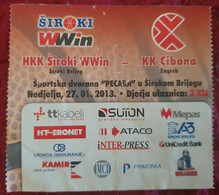 HKK ŠIROKI Wwin- KK CIBONA, ABA LEAGUE 2012/13 - Habillement, Souvenirs & Autres