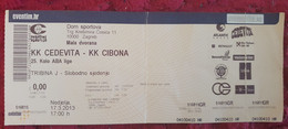 KK CEDEVITA- KK CIBONA 2013. ABA LEAGUE MATCH TICKET - Apparel, Souvenirs & Other