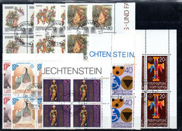 N1-18  Liechtenstein Ensemble De Timbres Oblitérés En Blocs De 4 à 10 % De La Côte. A Saisir !!! - Sammlungen