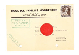 Carte Postale Pré Imprimée - Ligue Des Familles Nombreuses - DISON - Cercle Pro Familia  1955 - Dison