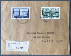 France N°922 Et 923 Sur Enveloppe Recommandée De Nice 1953 Pour Paris - (C1159) - 1921-1960: Moderne