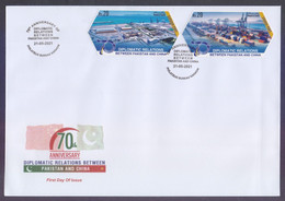 PAKISTAN 2021 FDC - Joint Issue With CHINA 70th Anniversary Of Diplomatic Relations, Complete Set On Big First Day Cover - Pakistan