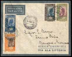 AEROGRAMMI - PRIMI VOLI - 1935 (14 Novembre) - Djibouti Bengasi - Longhi 3345 - Ala Littoria + Imperial Airways - Primo  - Other & Unclassified