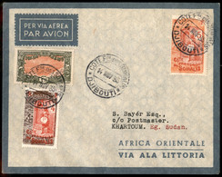AEROGRAMMI - PRIMI VOLI - 1935 (14 Novembre) - Djibouti Khartoum - Longhi 3346 - Ala Littoria + Imperial Airways - Primo - Non Classés