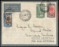 AEROGRAMMI - PRIMI VOLI - 1935 (14 Novembre) - Djibouti Asmara - Longhi 3347 - Ala Littoria + Imperial Airways - Primo V - Non Classés
