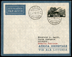 AEROGRAMMI - PRIMI VOLI - 1935 (1 Dicembre) - Assab Djibouti - Longhi 3392 - Ala Littoria - Primo Volo - 5 Volati - Nota - Other & Unclassified