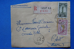 T9 MAROC BELLE LETTRE RECOM. DEVANT 1929 RABAT+ SURCHARGE +AFFRANCH. INTERESSANT - Lettres & Documents