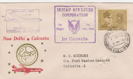 INDIA. INDIAN/AIRLINES. INAUGURATION CARAVELLE JET SERVICE. 1 2 64.  NEW DELHI / CALCUTTA  /  3 - Airmail