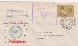 INDIA. INDIAN/AIRLINES. INAUGURATION CARAVELLE JET SERVICE. 1 2 64.  NEW DELHI / MADRAS  /  3 - Poste Aérienne