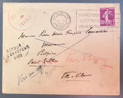France Cachet INSTITUT DE FRANCE Sur Enveloppe De Paris Avec Semeuse N°190 - 20.6.1938 - (A1269) - 1921-1960: Période Moderne