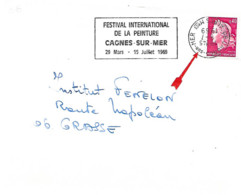 Curiosité, Secap T à D Renversé (tête Bêche) 06 Cagnes-sur-Mer 9-7 1969 "Festival International De La Peinture.... - Cartas & Documentos