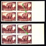 FRANCE - N° 389** - ARC De TRIOMPHE D'ORANGE - Les 2 Blocs De 4 Essais-non Dentelés  "  AVEC Et SANS POSTES " - Kleurproeven 1900-1944