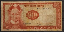 South Viet Nam Vietnam 100 Dông VF Le Van Duyet Banknote Note 1966 - Pick # 19b Duyet Head's Watermark / 2 Photo - Viêt-Nam