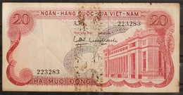 South Viet Nam Vietnam 20 Dông VF Banknote Note 1969 - Pick # 24 / 2 Photo - Vietnam