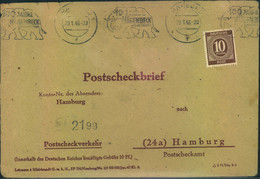 1948, 10 Pfg. Ziffer Auf Postscheckbrief Mit Maschinenstempel HAMBURG 1 - Sonstige & Ohne Zuordnung