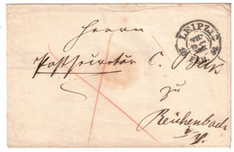 1856, Umschlag Ab LEIPZIG An Den Postsekretär In Reichenbahc I. V. - Saxony