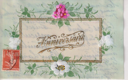 Anniversaire Fleurs Carte Décorative Republique Française  PORCELAINE PORSELEIN PORCELAIN POSTCARD FANTAISIE FANTASY - Porzellan