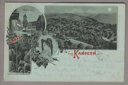 AK DE BW Kandern 1901-08-04 Litho Nach Basel Gebr. Metz # 2856 - Kandern