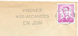 LETTRE  FLAMMES " PRENEZ VOS VACANCES EN JUIN.."  1966 Timbre Rouleau Phosphor. R21.. TBE SCAN - Flammes