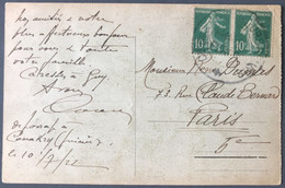 France N°159 (x2) Sur CPA, Paquebot Europe Cie Des Chargeurs Réunies - Escale De Conakry, Guinée 10.7.1922 - (B798) - Correo Marítimo