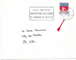 Curiosité, Secap TàD Renversé (tête Bêche) " 59 Lille RP 12-10 1967 Nuit Institut Industriel Du Nord....... - Brieven En Documenten