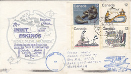 NORTH POLE, INUIT ESKIMOS, ARCTIC INDIGENOUS PEOPLE, PLANE POSTMARK, COVER FDC, 1977, CANADA - Autres & Non Classés
